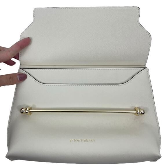 Strathberry Stylist Floral Print Crossbody Leather Clutch Bag White Gold - Picture 12 of 15